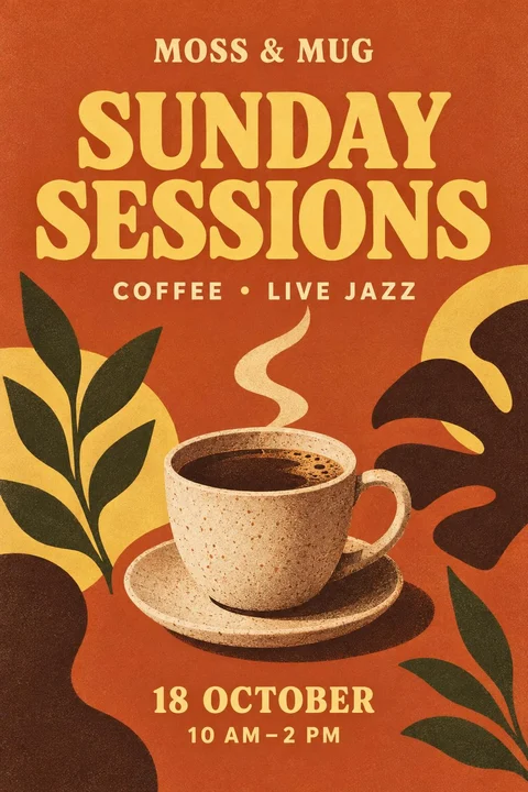 Ein Plakat für das Café um die Ecke